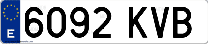 Ejemplo de matrícula de coche ordinaria 6092 KVB