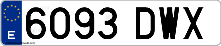 Ejemplo de matrícula de coche ordinaria 6093 DWX