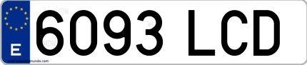 Ejemplo de matrícula española 6093 LCD