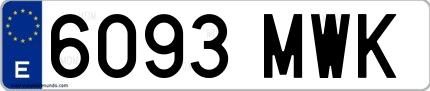 Ejemplo de matrícula española 6093 MWK