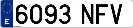Ejemplo de matrícula española 6093 NFV