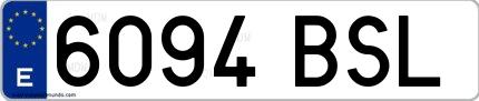 Ejemplo de matrícula española 6094 BSL