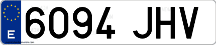 Ejemplo de matrícula de coche ordinaria 6094 JHV