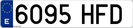 Ejemplo de matrícula de coche ordinaria 6095 HFD
