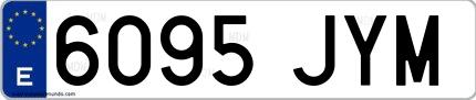 Ejemplo de matrícula española 6095 JYM