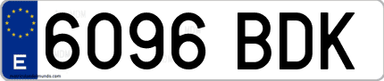 Ejemplo de matrícula de coche ordinaria 6096 BDK