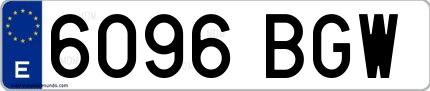 Ejemplo de matrícula española 6096 BGW