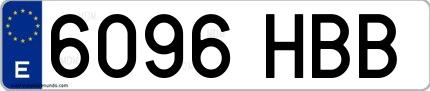 Ejemplo de matrícula española 6096 HBB