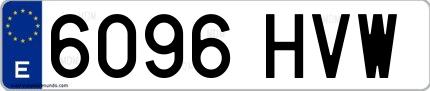 Ejemplo de matrícula española 6096 HVW