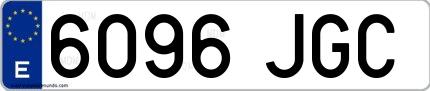 Ejemplo de matrícula española 6096 JGC