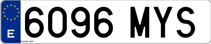 Ejemplo de matrícula de coche ordinaria 6096 MYS