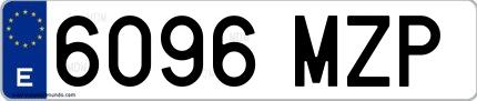 Ejemplo de matrícula española 6096 MZP