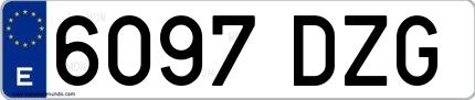 Ejemplo de matrícula española 6097 DZG