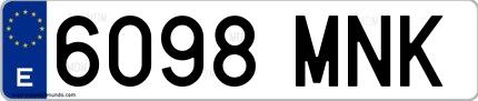 Ejemplo de matrícula española 6098 MNK