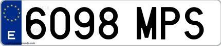 Ejemplo de matrícula española 6098 MPS