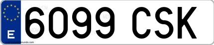 Ejemplo de matrícula de coche ordinaria 6099 CSK