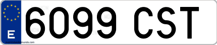 Ejemplo de matrícula de coche ordinaria 6099 CST