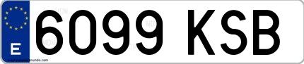 Ejemplo de matrícula de coche ordinaria 6099 KSB