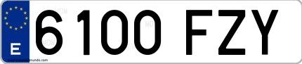 Ejemplo de matrícula española 6100 FZY