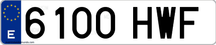 Ejemplo de matrícula de coche ordinaria 6100 HWF