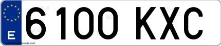 Ejemplo de matrícula española 6100 KXC