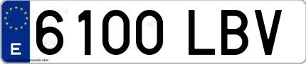Ejemplo de matrícula española 6100 LBV