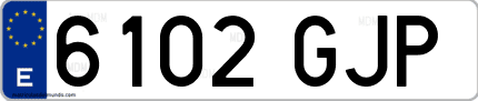 Ejemplo de matrícula de coche ordinaria 6102 GJP