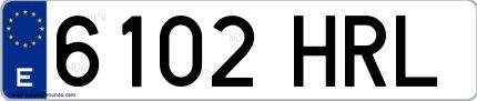 Ejemplo de matrícula española 6102 HRL
