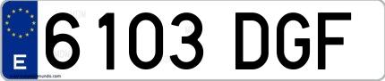 Ejemplo de matrícula española 6103 DGF