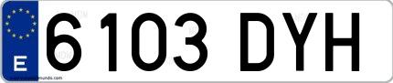 Ejemplo de matrícula española 6103 DYH