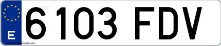 Ejemplo de matrícula española 6103 FDV