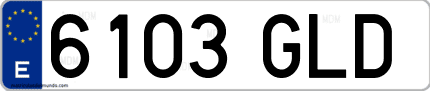 Ejemplo de matrícula de coche ordinaria 6103 GLD
