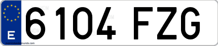 Ejemplo de matrícula de coche ordinaria 6104 FZG