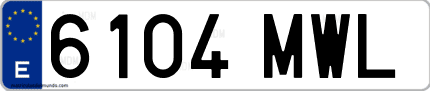 Ejemplo de matrícula de coche ordinaria 6104 MWL