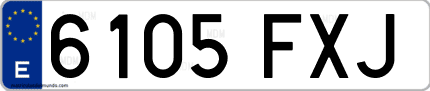 Ejemplo de matrícula de coche ordinaria 6105 FXJ