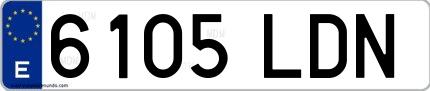Ejemplo de matrícula española 6105 LDN