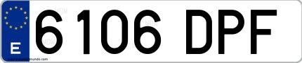 Ejemplo de matrícula española 6106 DPF