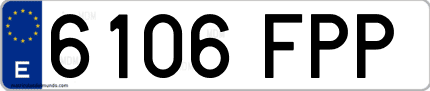 Ejemplo de matrícula de coche ordinaria 6106 FPP