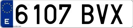 Ejemplo de matrícula española 6107 BVX