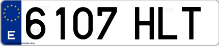 Ejemplo de matrícula de coche ordinaria 6107 HLT