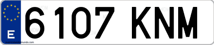 Ejemplo de matrícula de coche ordinaria 6107 KNM