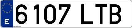 Ejemplo de matrícula española 6107 LTB