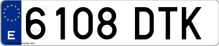 Ejemplo de matrícula de coche ordinaria 6108 DTK