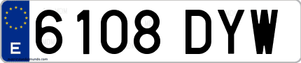 Ejemplo de matrícula de coche ordinaria 6108 DYW