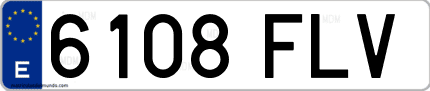 Ejemplo de matrícula de coche ordinaria 6108 FLV