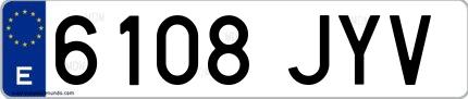 Ejemplo de matrícula española 6108 JYV