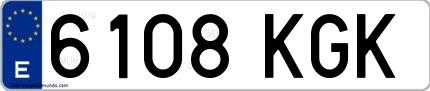 Ejemplo de matrícula española 6108 KGK