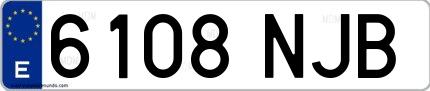 Ejemplo de matrícula española 6108 NJB