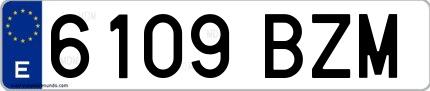 Ejemplo de matrícula española 6109 BZM