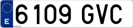 Ejemplo de matrícula española 6109 GVC